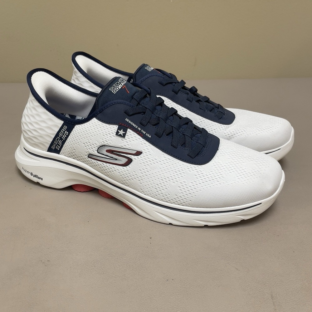 Skechers Go Walk 7 Sneakers Men 11.5 White Hands Free Slip Ins Shoes Comfort